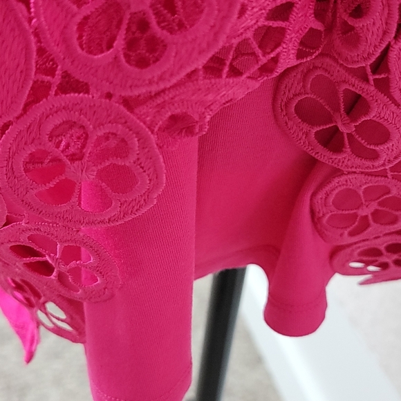 Talbots Pink Lace Embroidered Sun Pattern Trim Knit Shell Top Sz 2x Plus NEW - Picture 10 of 14